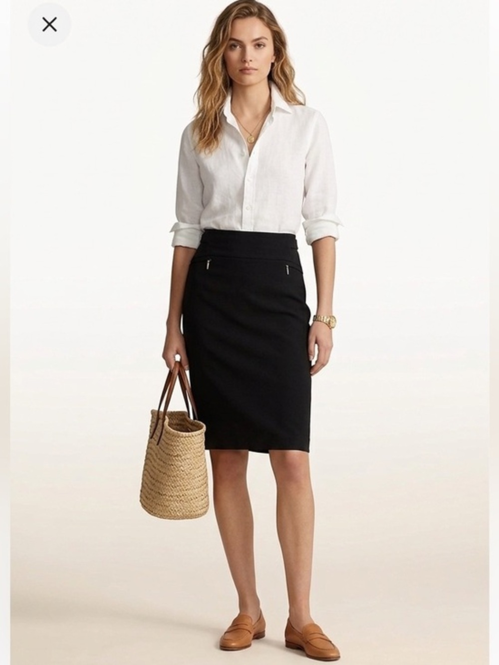 Sandra Angelozzi Black With Gold Hardware Pencil Skirt